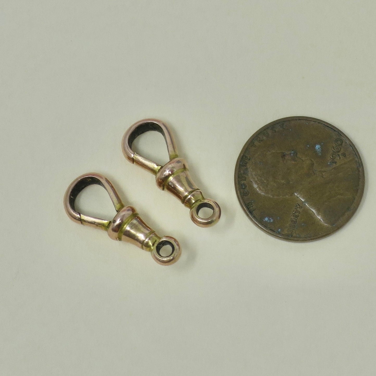 Antique Edwardian 9ct Rose Gold Dog Clips: Fob & Charm Fasteners