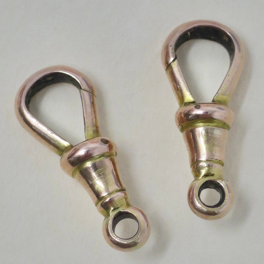 Antique Edwardian 9ct Rose Gold Dog Clips: Fob & Charm Fasteners