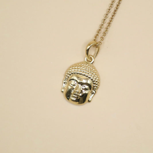 14K Yellow Gold Shakyamuni Buddha Pendant Necklace