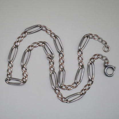 Antique Victorian Niello Silver & Rose Gold Vermeil Chain Necklace MB48