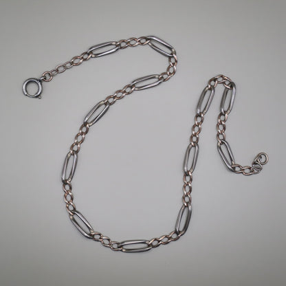 Antique Victorian Niello Silver & Rose Gold Vermeil Chain Necklace MB48