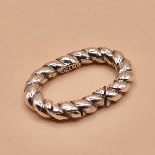Solid 925 Sterling Silver Removable Twisted Wire Oval Charm Holder 17x11mm