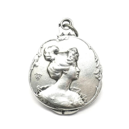 Antique French Art Nouveau Sliding Mirror Locket Pendant