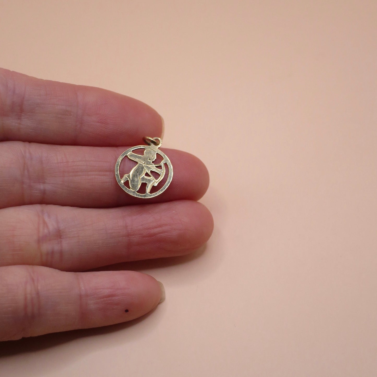 Vintage Petite 1967 Solid 9ct Gold Sagittarius Archer Zodiac Charm Pendant