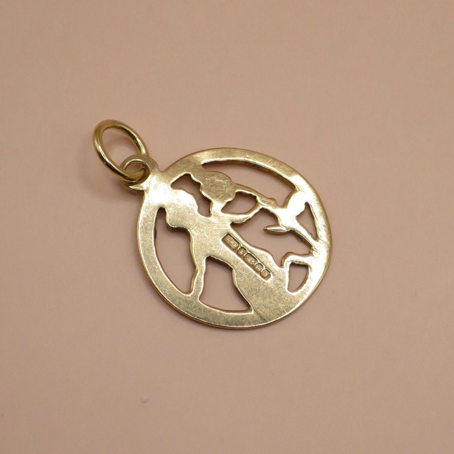 Vintage 1988 Birmingham 9ct Gold Virgo Zodiac Charm Pendant