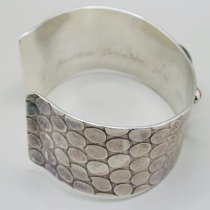 Vintage Labradorite Sterling Silver Cuff Bracelet, Artisan Handmade Jewelry