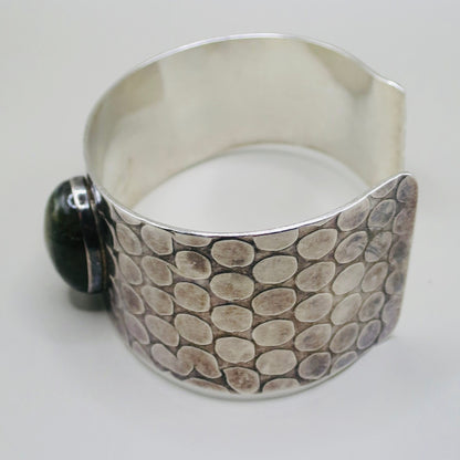 Vintage Labradorite Sterling Silver Cuff Bracelet, Artisan Handmade Jewelry