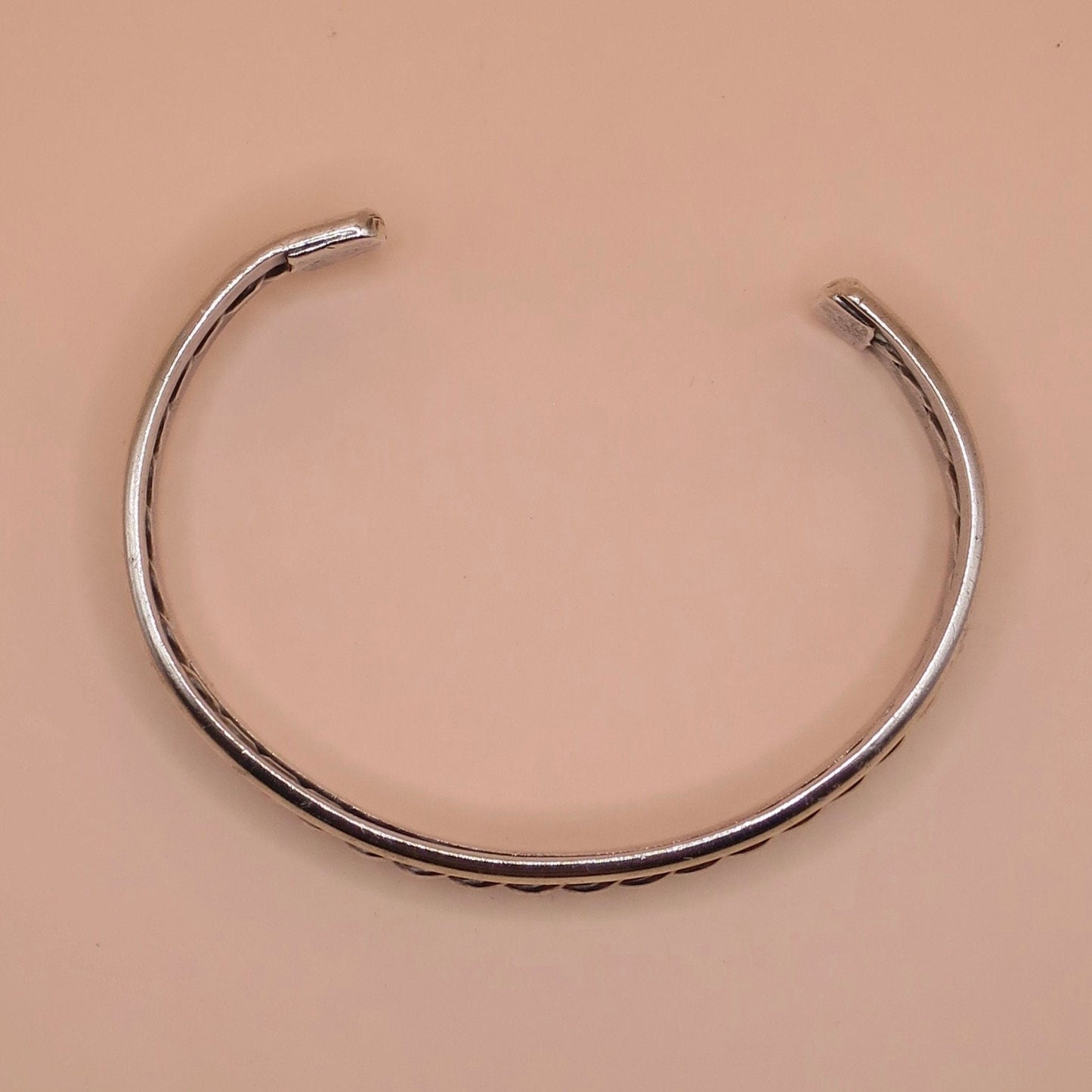 Vintage Sterling Silver Cuff Bangle – Rope Detail, Classic Jewelry