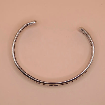 Vintage Sterling Silver Cuff Bangle – Rope Detail, Classic Jewelry