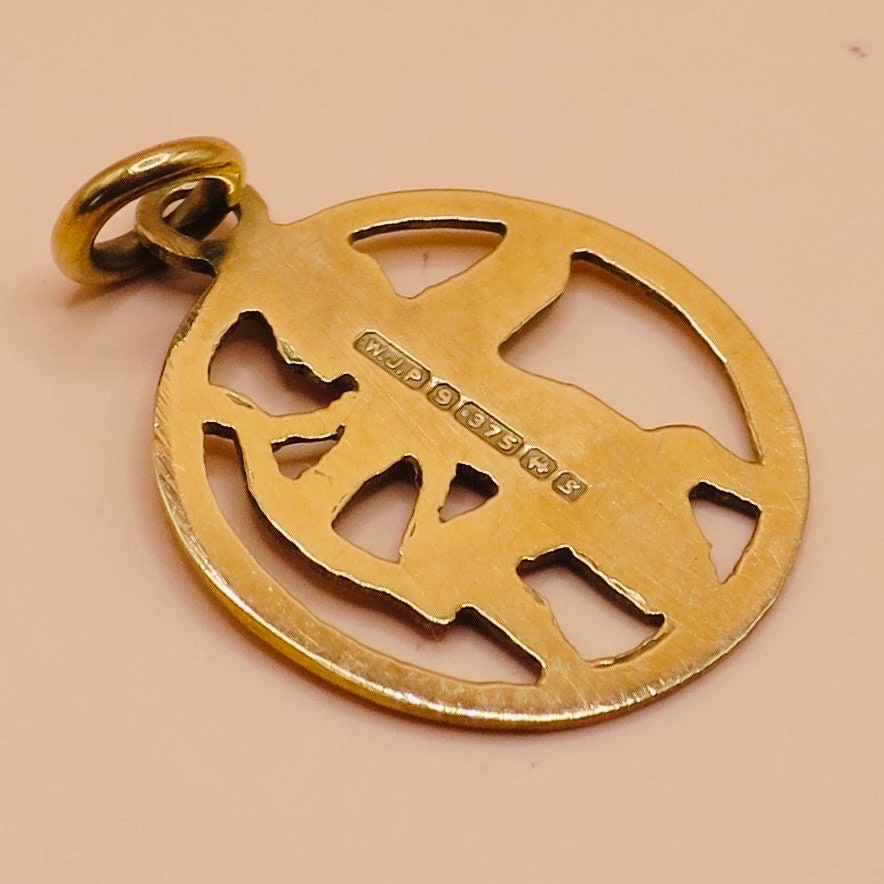 Vintage Petite 1967 Solid 9ct Gold Sagittarius Archer Zodiac Charm Pendant