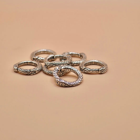 Solid Sterling Silver Removable Ouroboros Charm Holder 14mm, Year of the Snake