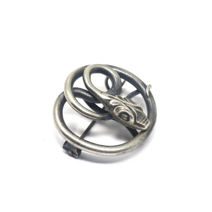 Antique Victorian Silver Plated Snake Serpent Pin Brooch Pendant