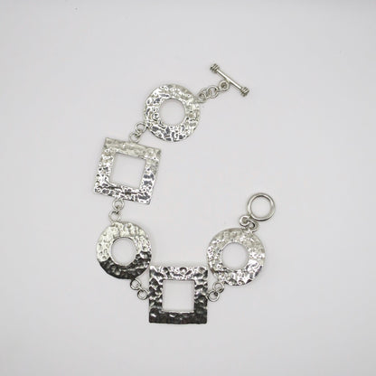 Vintage Artisan Sterling Silver Hammered Link Bracelet, 19.8 grams