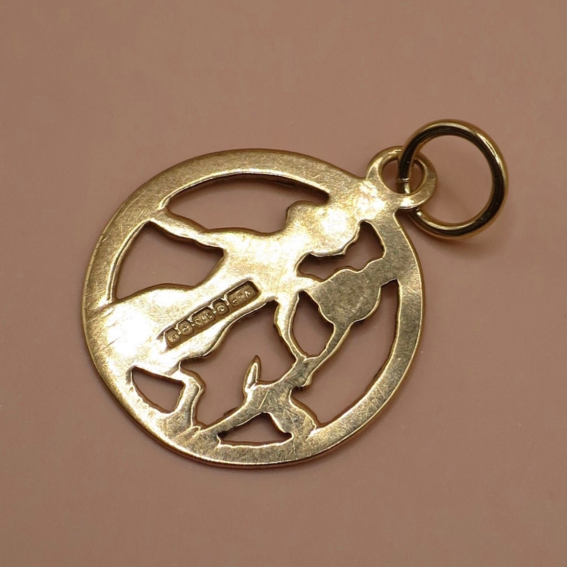 Vintage 1988 Birmingham 9ct Gold Virgo Zodiac Charm Pendant