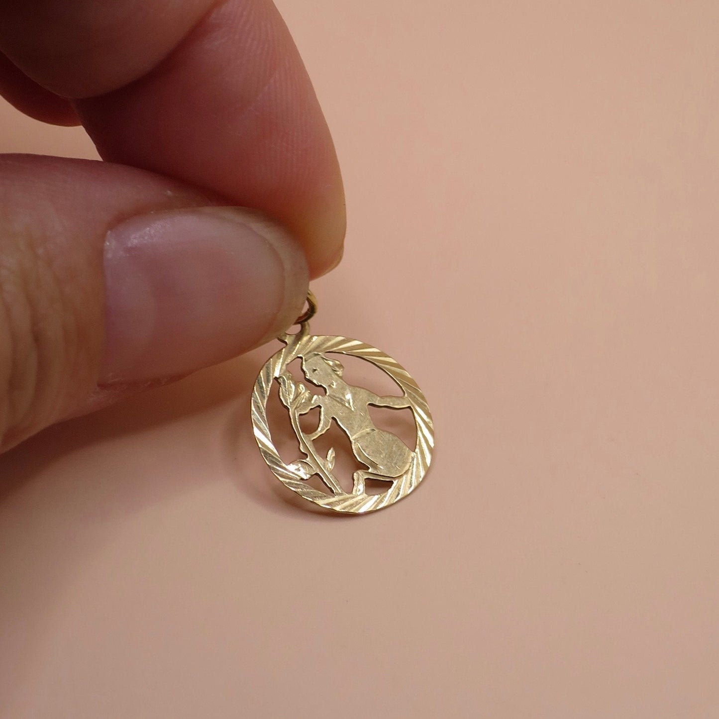 Vintage 1988 Birmingham 9ct Gold Virgo Zodiac Charm Pendant
