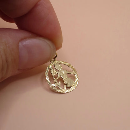Vintage 1988 Birmingham 9ct Gold Virgo Zodiac Charm Pendant