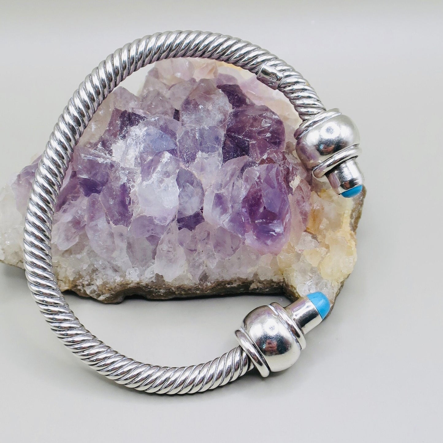 Vintage Mexico Sterling Silver Classic Cuff Bracelet with Turquoise, 50.2 grams