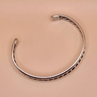 Vintage Sterling Silver Cuff Bangle – Rope Detail, Classic Jewelry