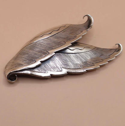 Vintage DANECRAFT Signed Sterling Silver Leafs, Wings, or Feather Pin Brooch