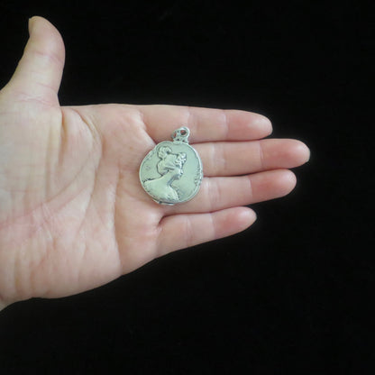 Antique French Art Nouveau Sliding Mirror Locket Pendant
