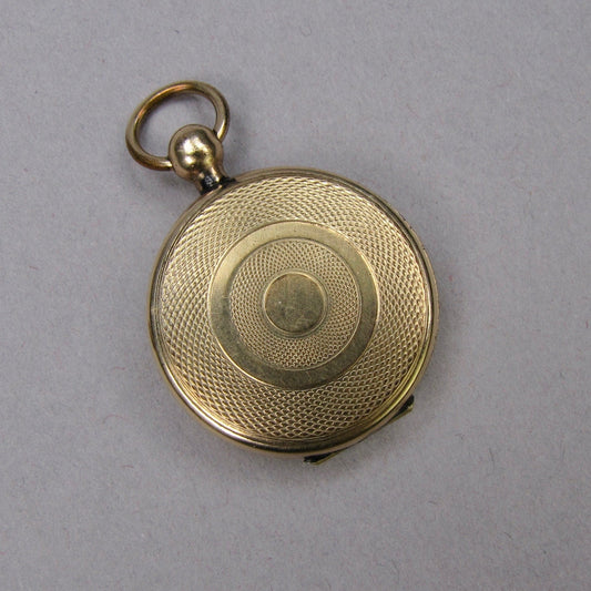 Antique Yellow Gold Fill Daguerreotype Round Locket Pendant