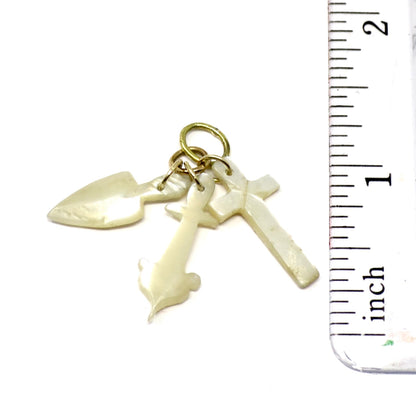 Georgian 9ct Mother of Pearl Sweetheart Charity Heart Cross Faith Anchor Hope Charms