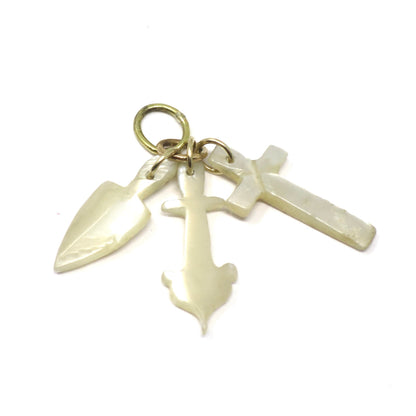 Georgian 9ct Mother of Pearl Sweetheart Charity Heart Cross Faith Anchor Hope Charms