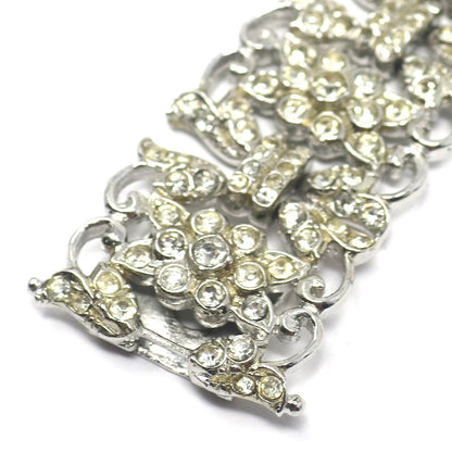 Vintage Assayed Art Deco Rhodium Plated Sterling Silver Paste Bracelet