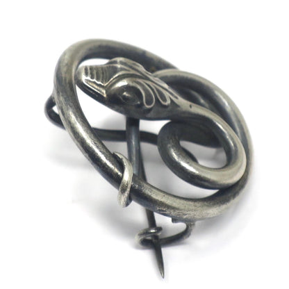 Antique Victorian Silver Plated Snake Serpent Pin Brooch Pendant