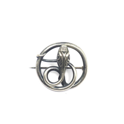 Antique Victorian Silver Plated Snake Serpent Pin Brooch Pendant