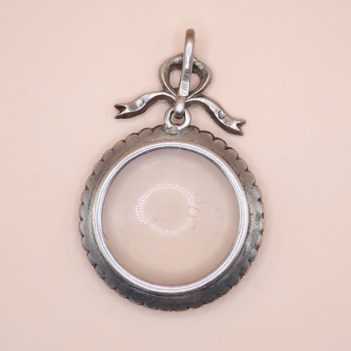 Antique Edwardian Sterling Silver Double Sided Shaker Paste Stone Locket Pendant