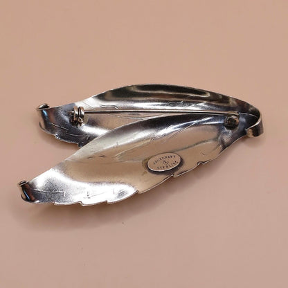 Vintage DANECRAFT Signed Sterling Silver Leafs, Wings, or Feather Pin Brooch