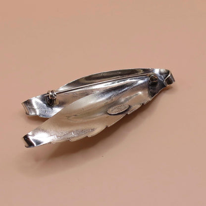 Vintage DANECRAFT Signed Sterling Silver Leafs, Wings, or Feather Pin Brooch