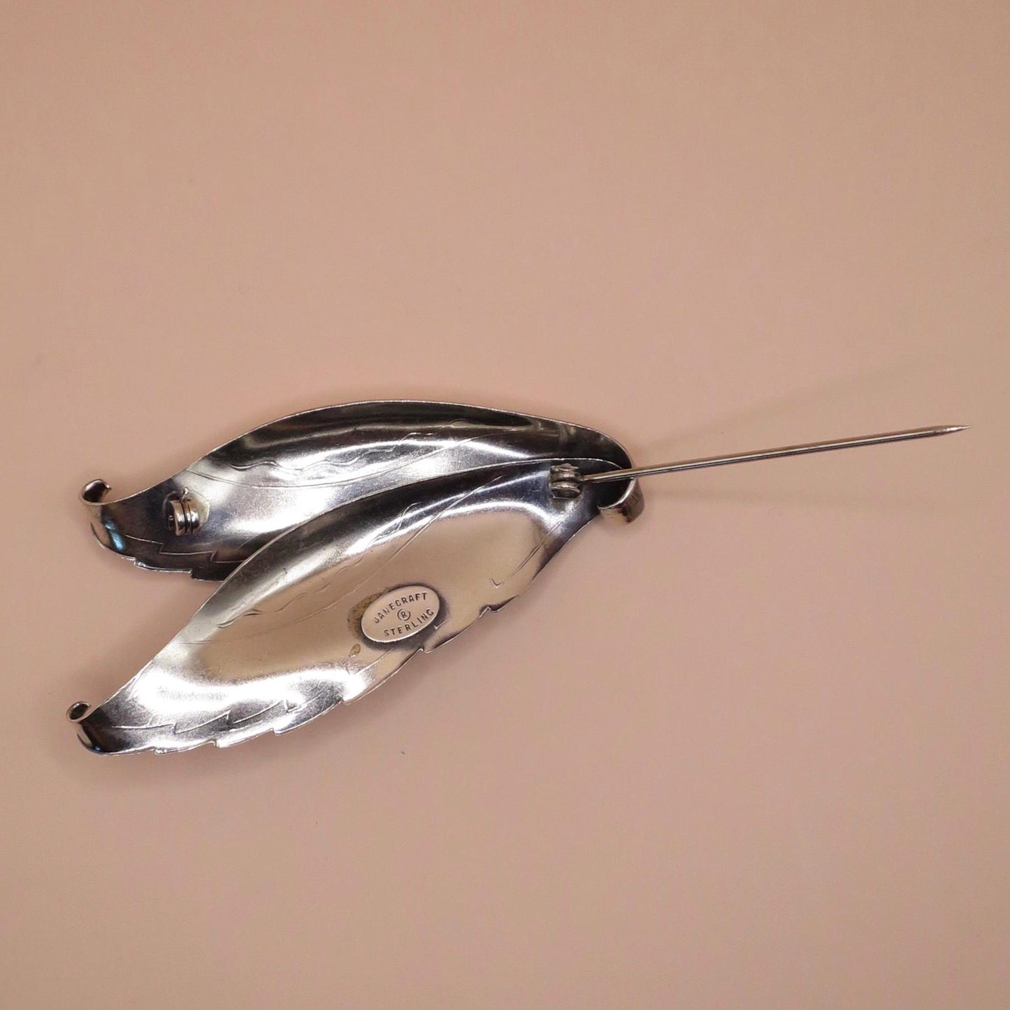Vintage DANECRAFT Signed Sterling Silver Leafs, Wings, or Feather Pin Brooch