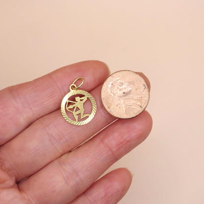 Vintage 1970 Solid 9ct Gold Sagittarius Archer Zodiac Charm Pendant