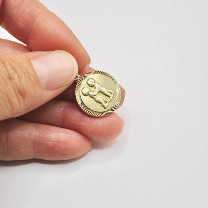 Vintage 1965 London 9ct Gold Gemini Zodiac Disc Charm Pendant