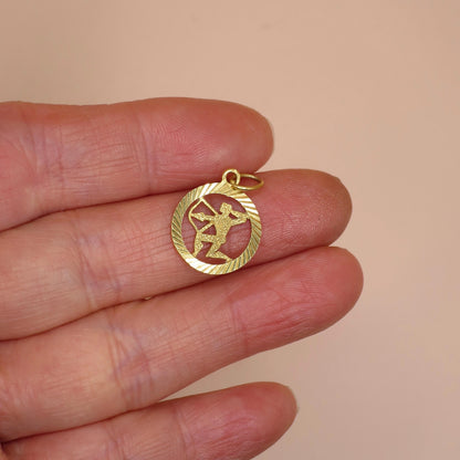Vintage 1970 Solid 9ct Gold Sagittarius Archer Zodiac Charm Pendant