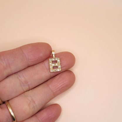 Vintage 1981 9ct Yellow & White Gold Initial Letter "B"" Charm Pendant