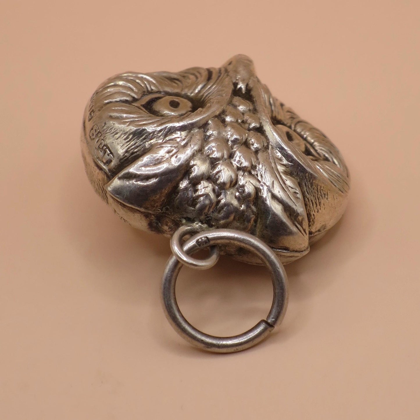 1920 Antique Athur Johnson Smith Sterling Silver 3D Doudble Sided Owl Pendant