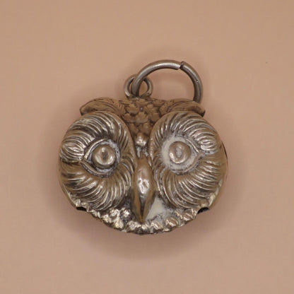 1920 Antique Athur Johnson Smith Sterling Silver 3D Doudble Sided Owl Pendant