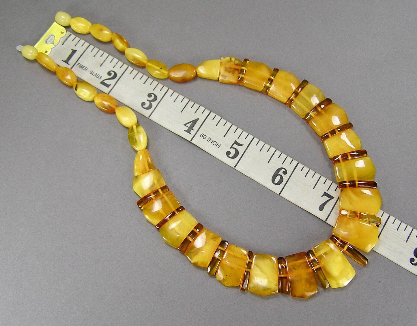 Vintage Marbled Baltic Egg Yolk Amber Beads Necklace