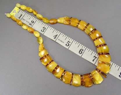 Vintage Marbled Baltic Egg Yolk Amber Beads Necklace