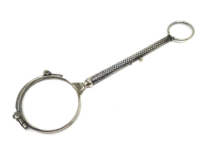 Antique Victorian 835 Silver and Niello Enamel Folding Magnifying Glass/Eyeglass N17