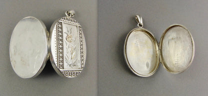Antique Victorian Sterling Silver Book Chain Locket, Aesthetic Movement