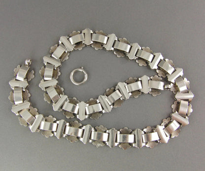 Antique Victorian Sterling Silver Book Chain Locket, Aesthetic Movement