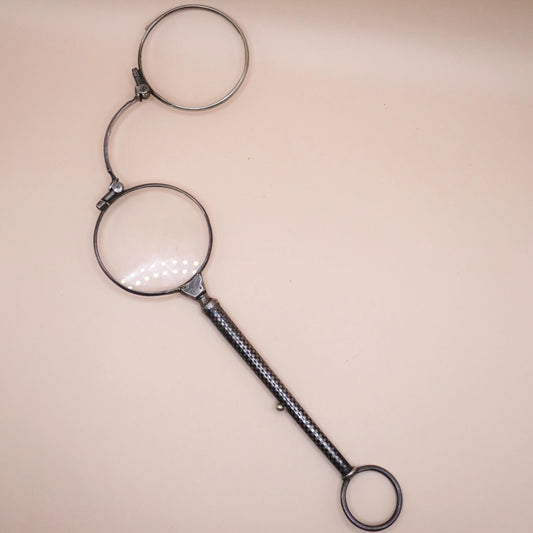 Antique Victorian 835 Silver and Niello Enamel Folding Magnifying Glass/Eyeglass N17