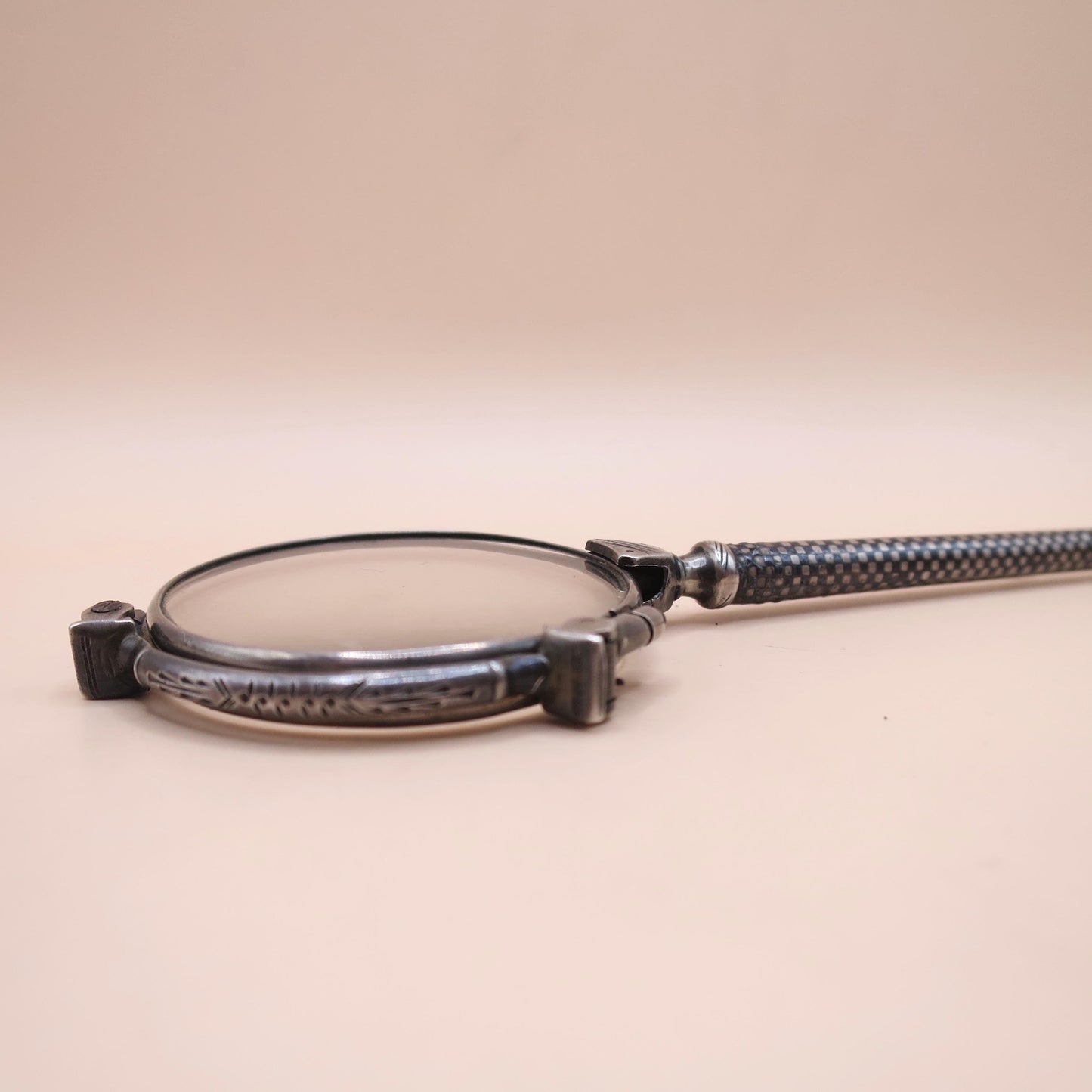 Antique Victorian 835 Silver and Niello Enamel Folding Magnifying Glass/Eyeglass N17