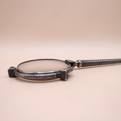 Antique Victorian 835 Silver and Niello Enamel Folding Magnifying Glass/Eyeglass N17