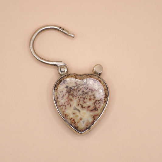 Antique Victorian Sterling Silver Heart Padlock, Scottish Granite & Hair Locket