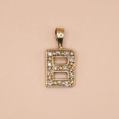 Vintage 1981 9ct Yellow & White Gold Initial Letter "B"" Charm Pendant